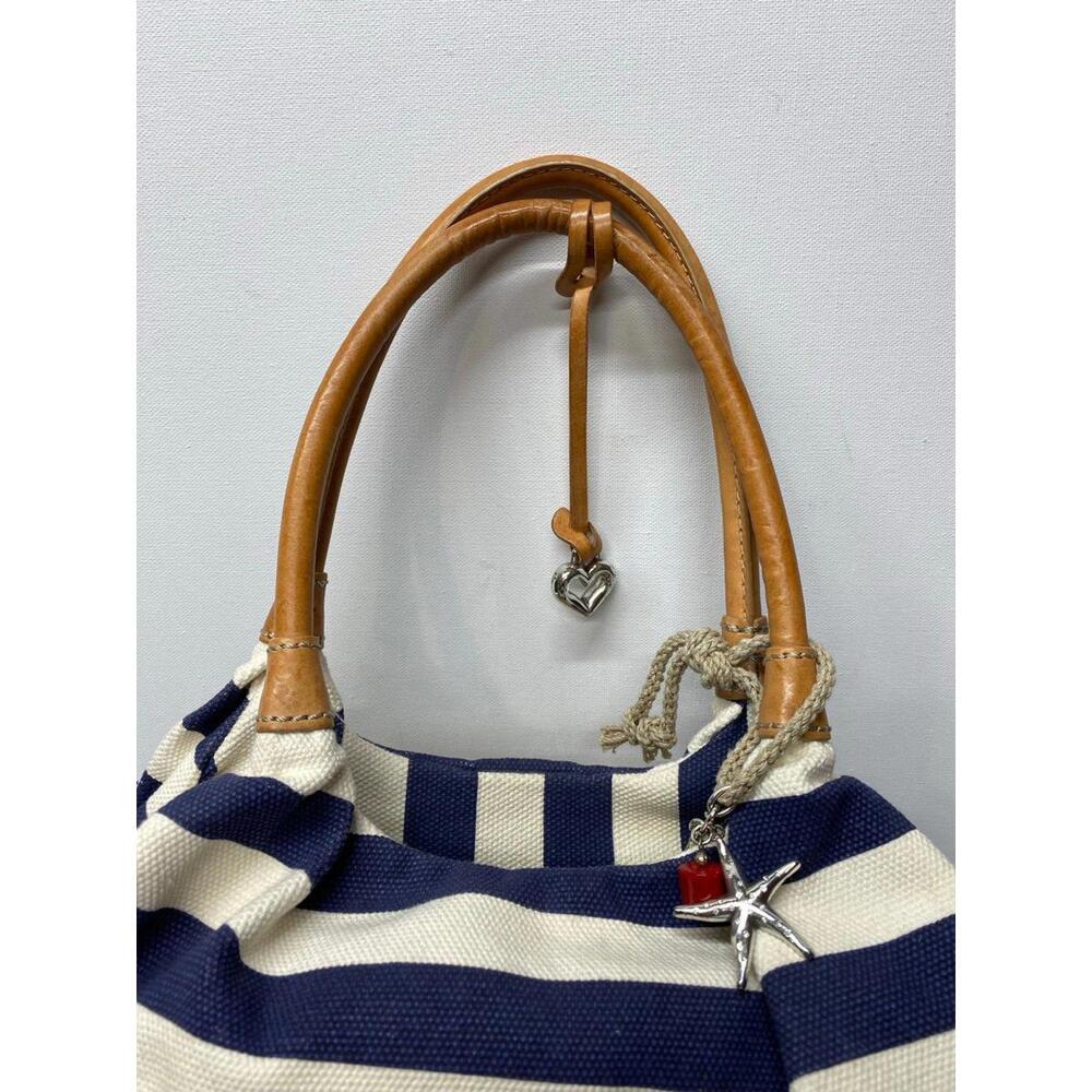 Brighton Brewster Blue/White Canvas Leather Handles Beach Tote & Sarong - Picture 8 of 9